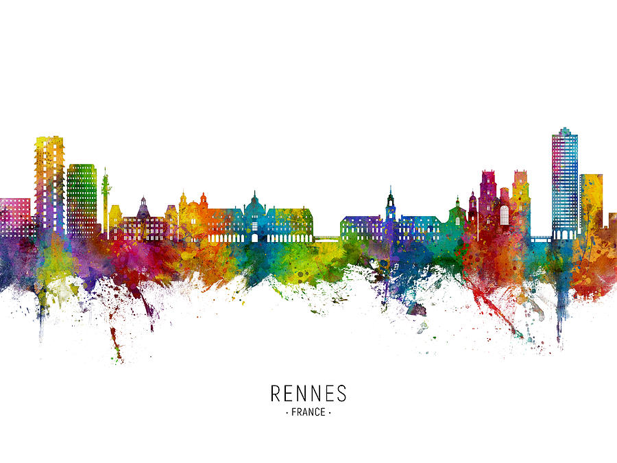 Rennes France Skyline #14 Digital Art by Michael Tompsett
