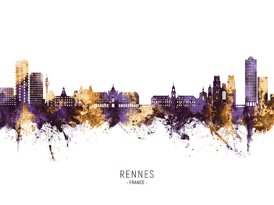 Rennes France Skyline #16 Digital Art by Michael Tompsett