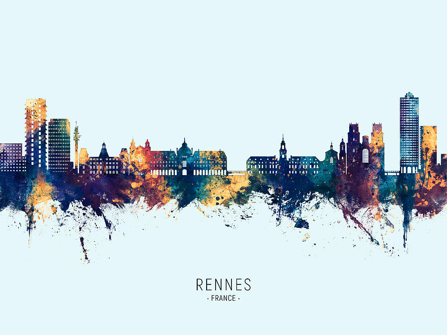 Rennes France Skyline #17 Digital Art by Michael Tompsett