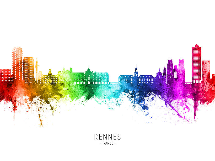Rennes France Skyline #18 Digital Art by Michael Tompsett