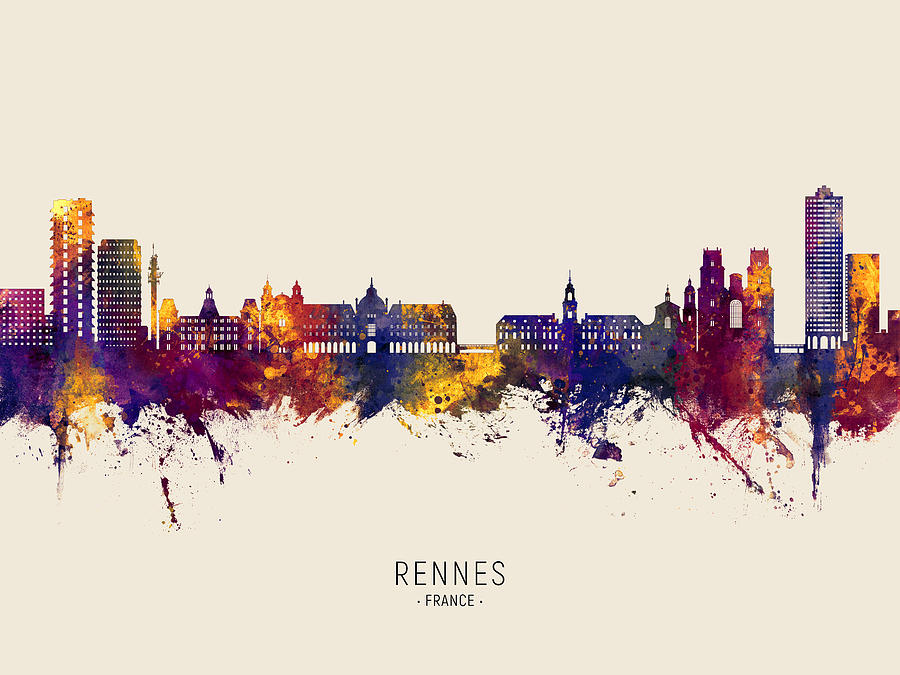 Rennes France Skyline #19 Digital Art by Michael Tompsett