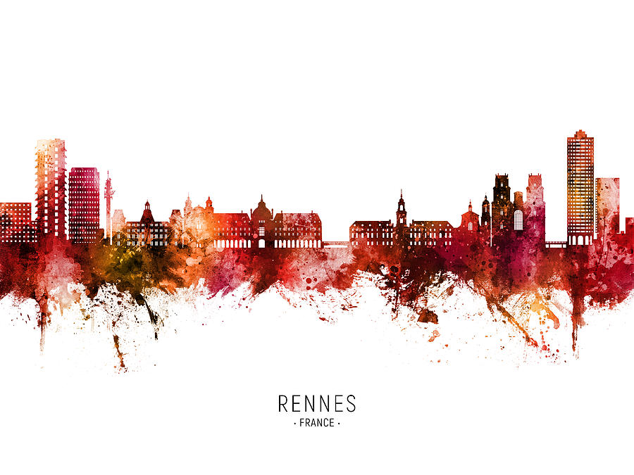Rennes France Skyline #24 Digital Art by Michael Tompsett