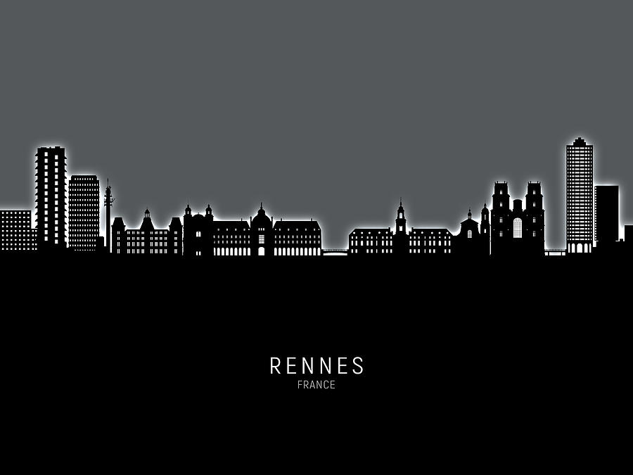 Rennes France Skyline #28 Digital Art by Michael Tompsett