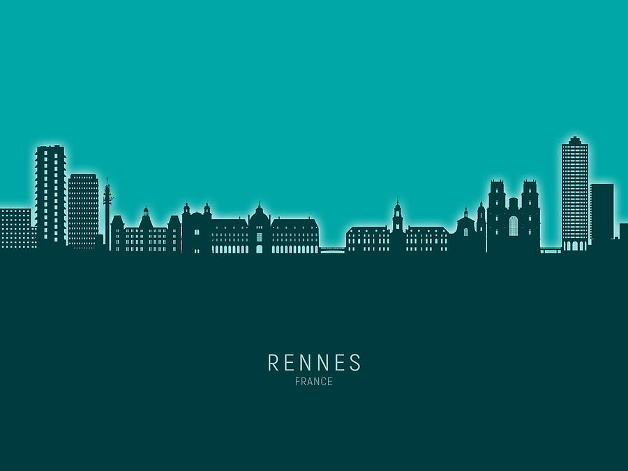 Rennes France Skyline #29 Digital Art by Michael Tompsett