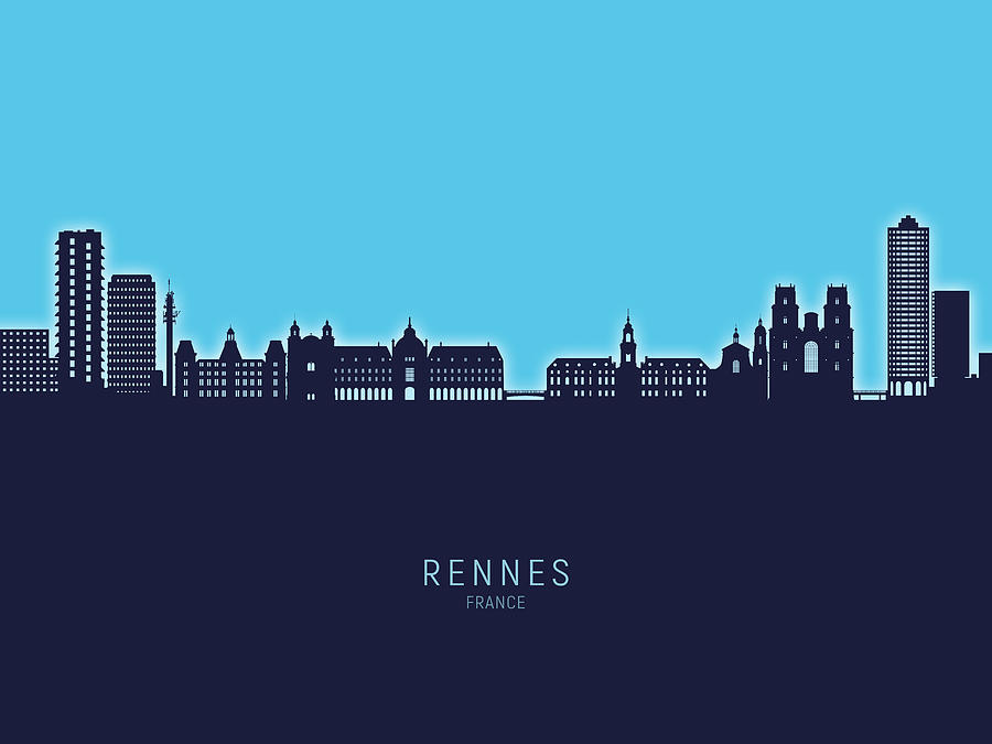 Rennes France Skyline #30 Digital Art by Michael Tompsett