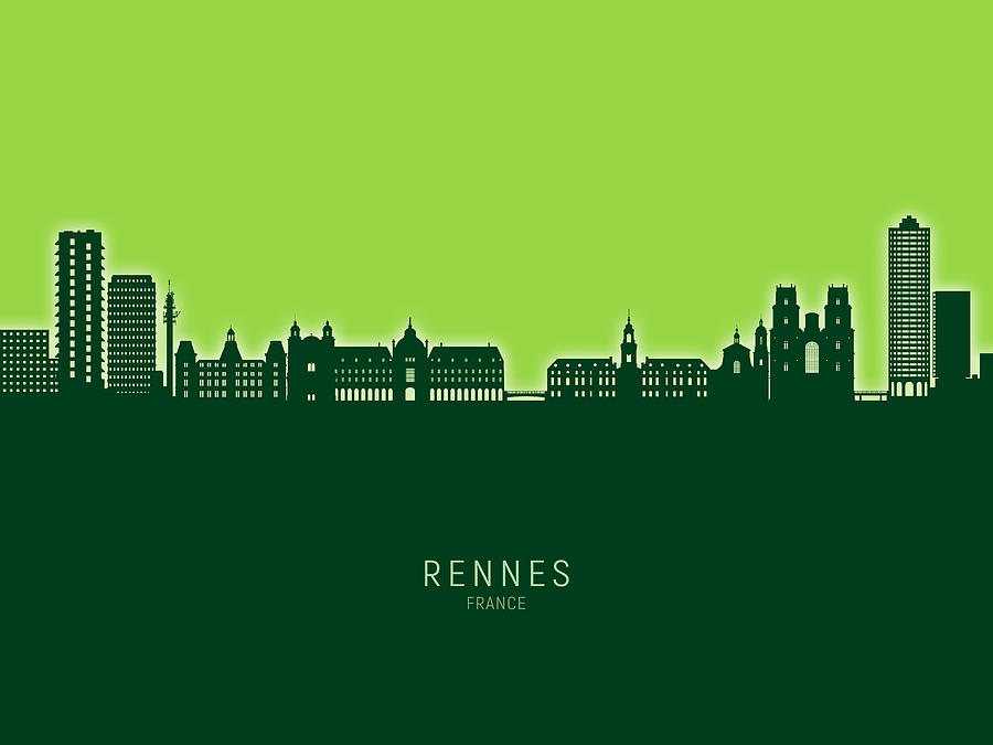 Rennes France Skyline #31 Digital Art by Michael Tompsett