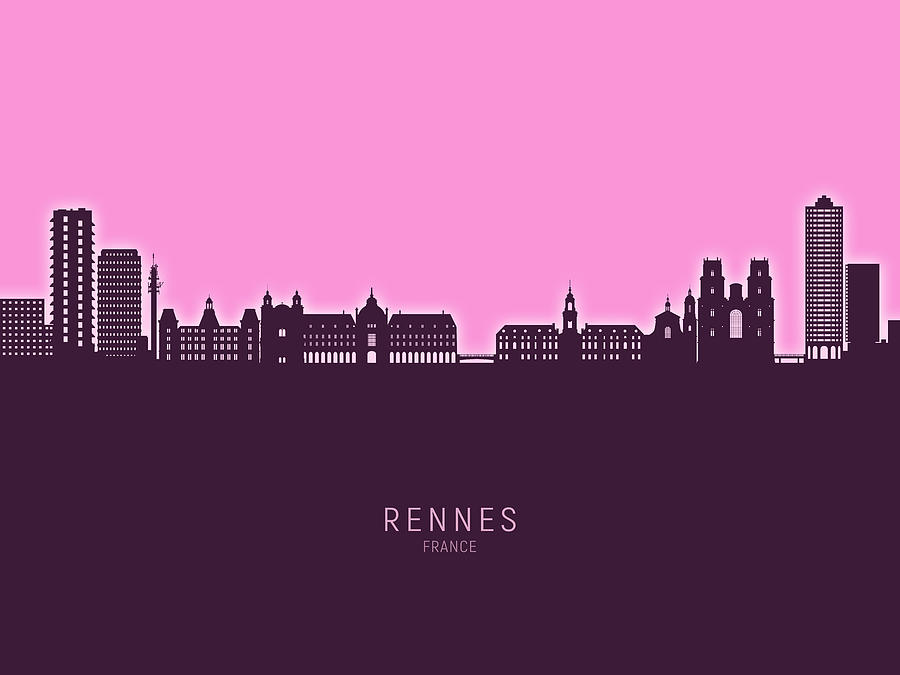 Rennes France Skyline #32 Digital Art by Michael Tompsett