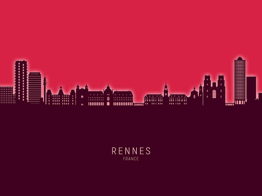 Rennes France Skyline #33 Digital Art by Michael Tompsett