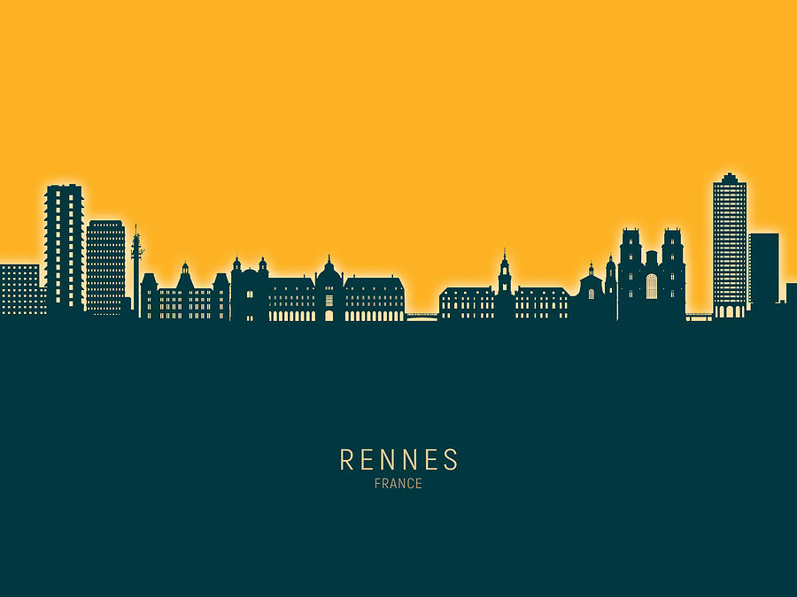 Rennes France Skyline #34 Digital Art by Michael Tompsett