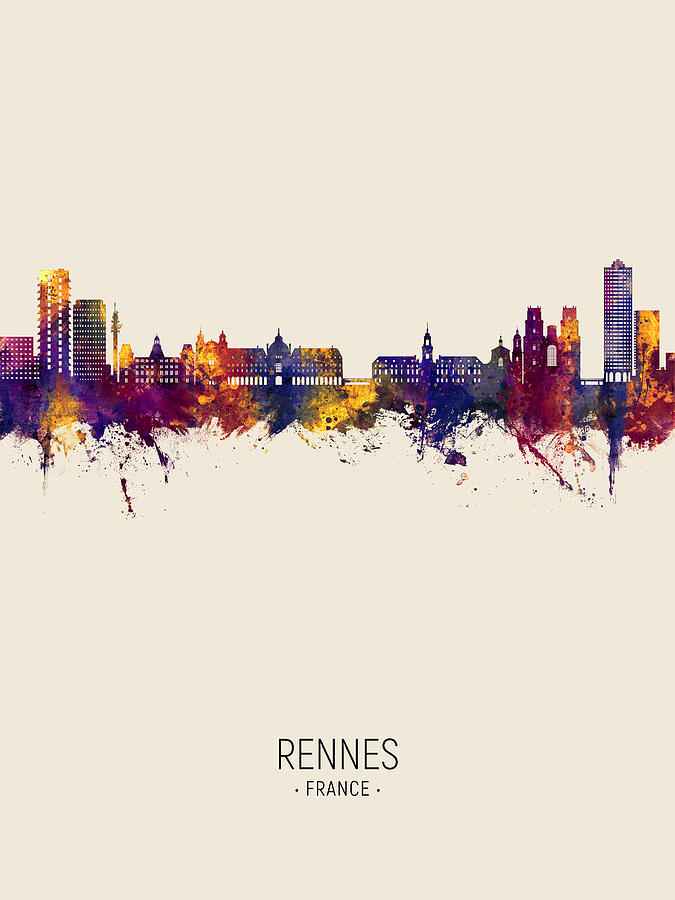 Rennes France Skyline #37 Digital Art by Michael Tompsett