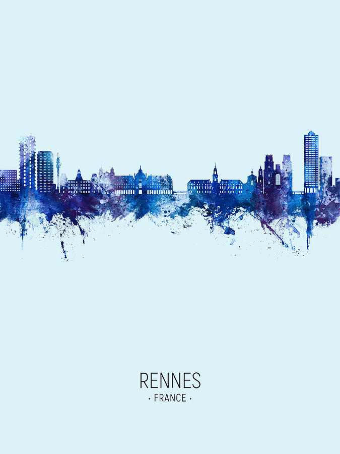 Rennes France Skyline #38 Digital Art by Michael Tompsett