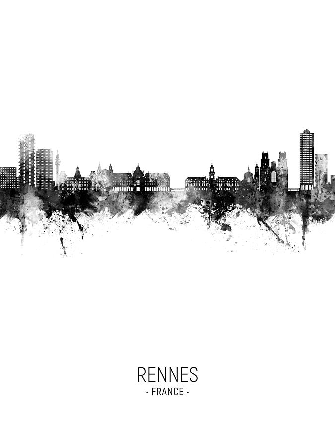 Rennes France Skyline #40 Digital Art by Michael Tompsett