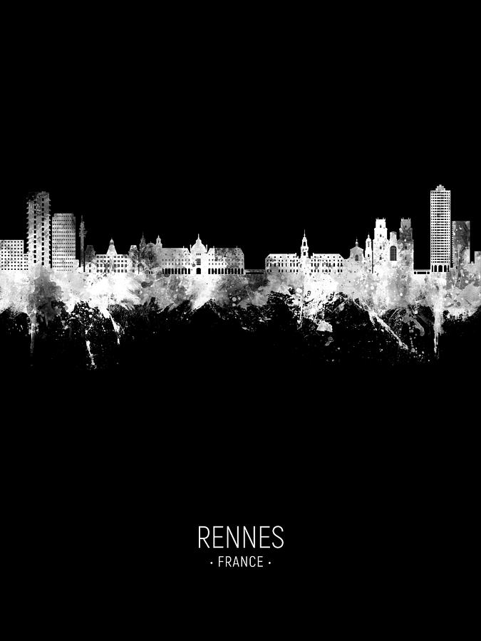 Rennes France Skyline #41 Digital Art by Michael Tompsett