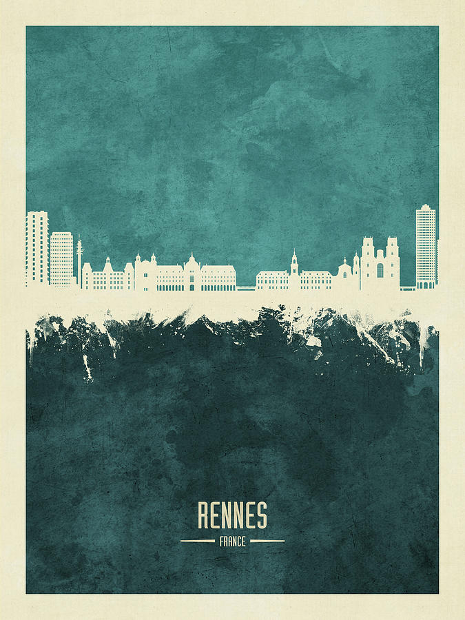 Rennes France Skyline #43 Digital Art by Michael Tompsett