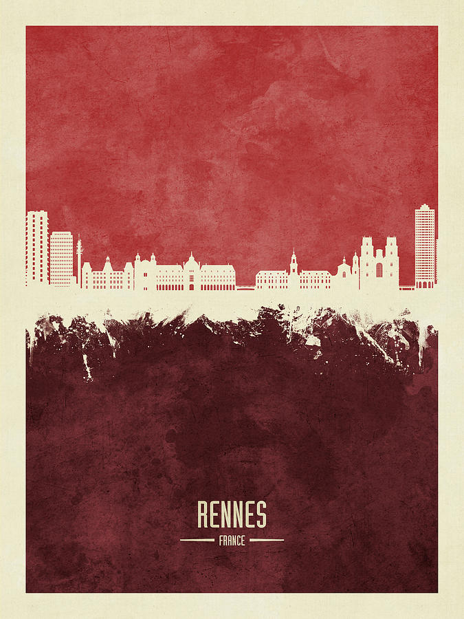 Rennes France Skyline #44 Digital Art by Michael Tompsett