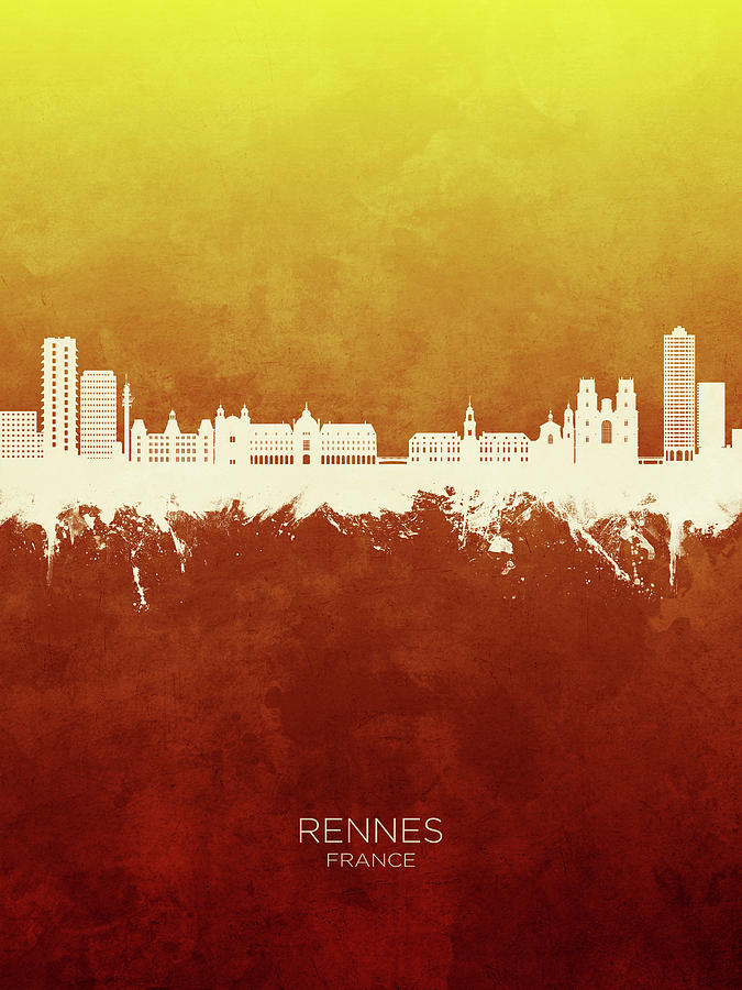 Rennes France Skyline #51 Digital Art by Michael Tompsett