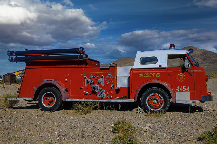 Truck Photograph - Reno Fire Truck Gold Point Nevada by Garry Gay