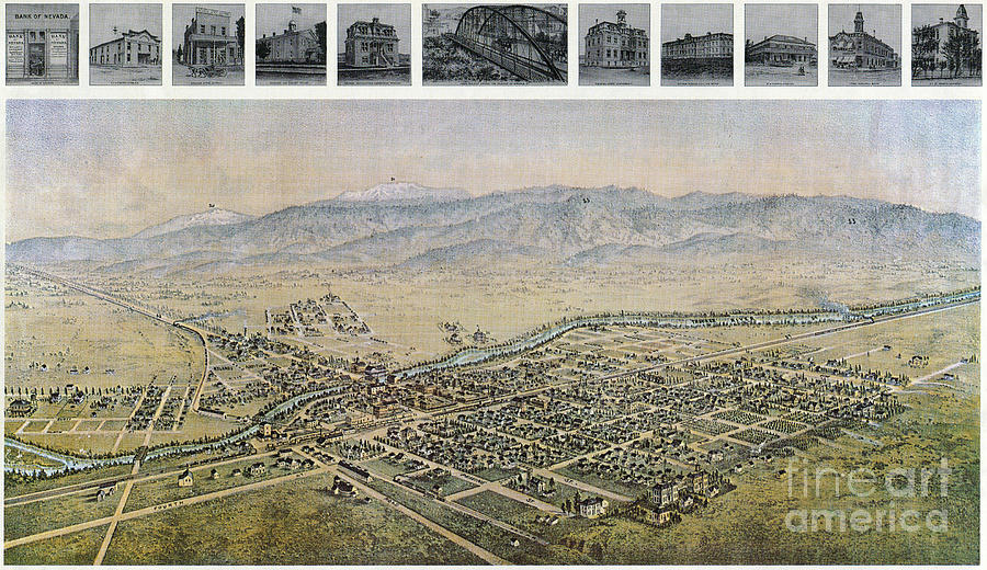 Reno, Nevada, 1890 Drawing by Granger