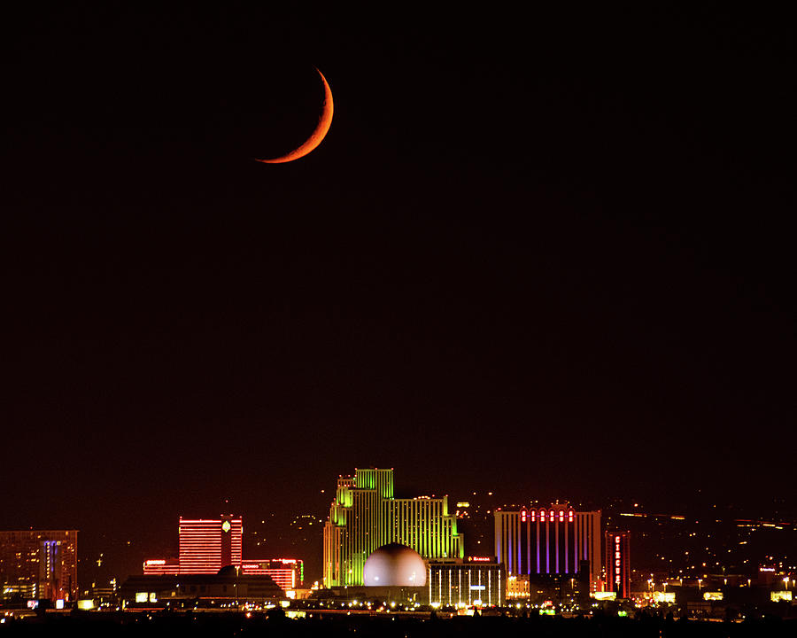 Reno Skyline Moonset 8939 Photograph by Janis Knight