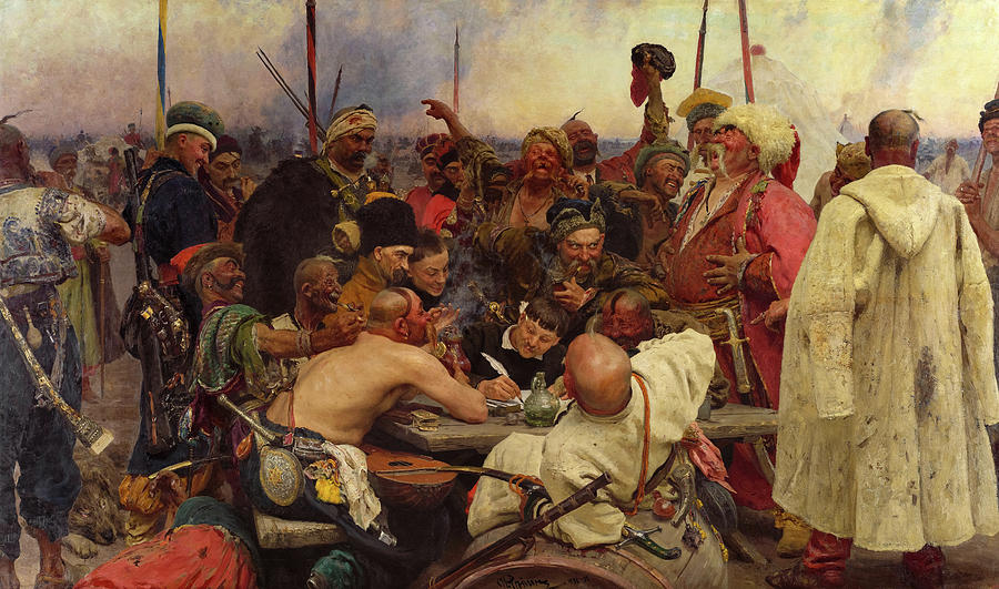 Ilya Repin Painting - Reply of the Zaporozhian Cossacks to Sultan Mehmed IV of the Ottoman Empire by Ilya Repin
