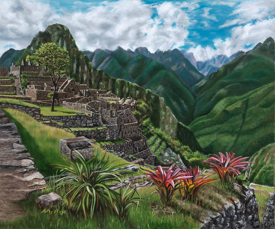 Serenity Painting - Repose at Macchu Picchu by Alice Betsy Stone Serenity Painting - Repose at Macchu Picchu by Alice Betsy Stone