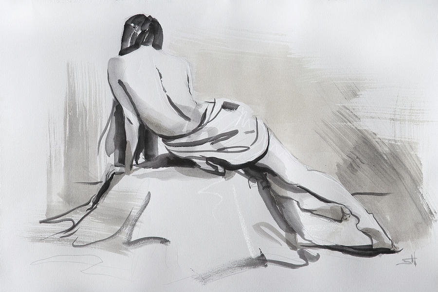 Black And White Painting - Repose by Steve Henderson