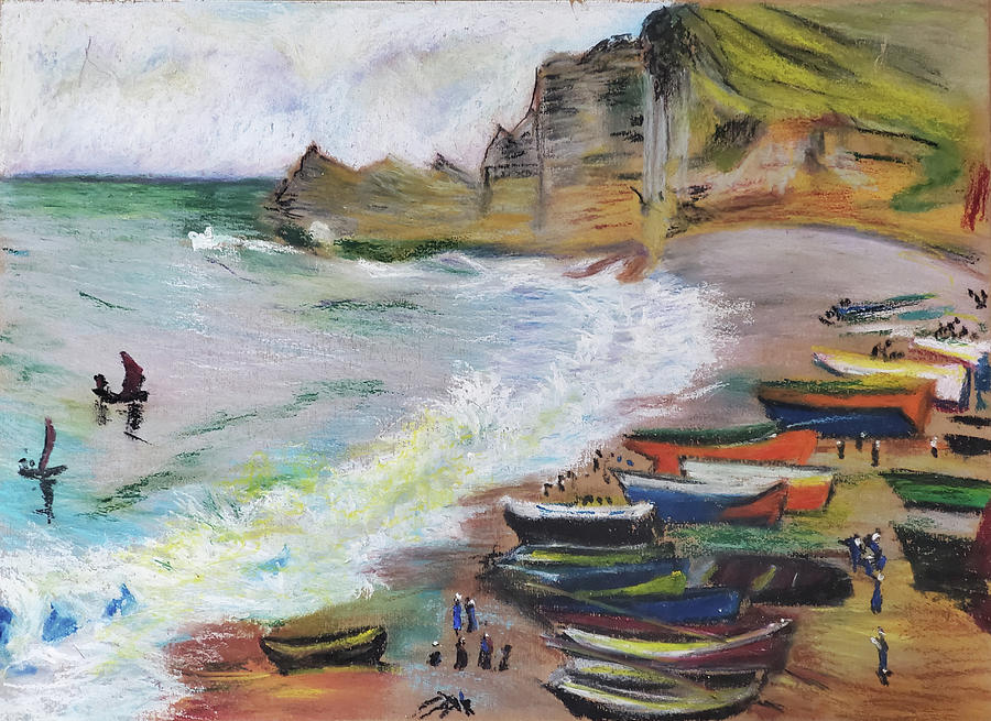 Claude Monet Painting - Reproduction of Boats on the Beach at Etretat 1883 by Vincent Yu