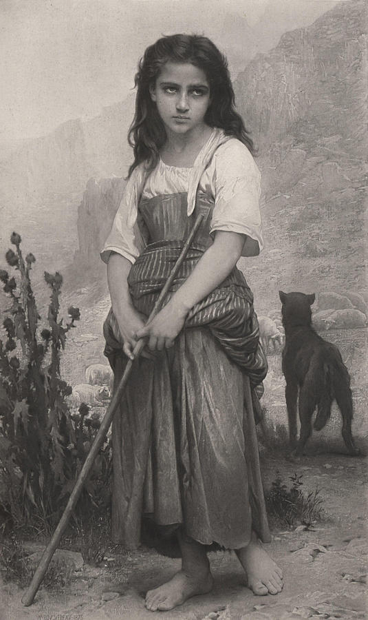 Reproduction of The Shepherdess by William Adolphe Bouguereau