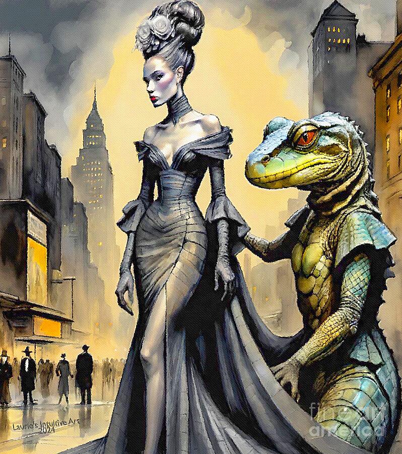 Reptilian in the City Digital Art by Lauries Intuitive