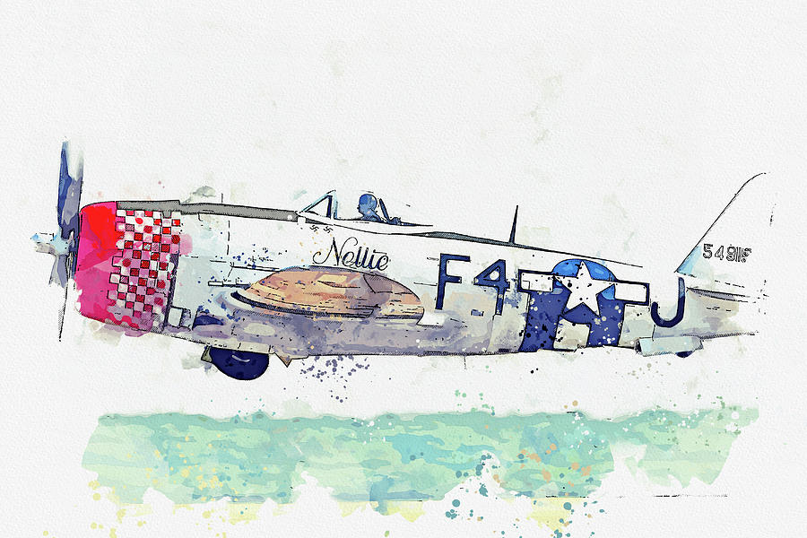 Republic P-d Thunderbolt G-thun F-j Nellie Usaaf Antique - Classic Aircraft - Classic War Birds - Pl Painting