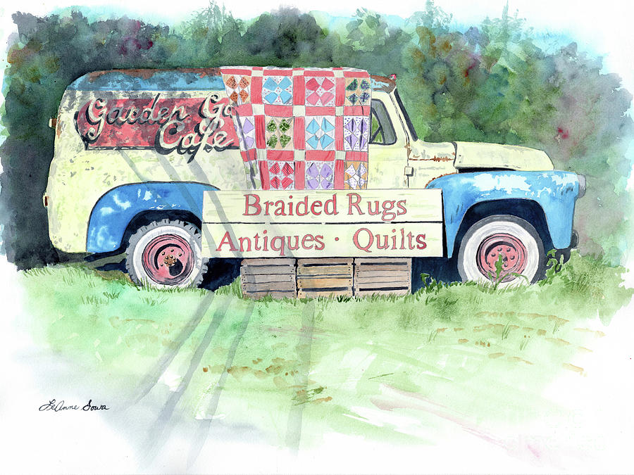 Repurposed Oldtimer, Antique Van, Antique Cars, Quilts, Signs Painting by LeAnne Sowa