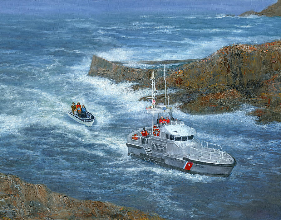 Rescue at Depoe Bay Painting by June Hunt