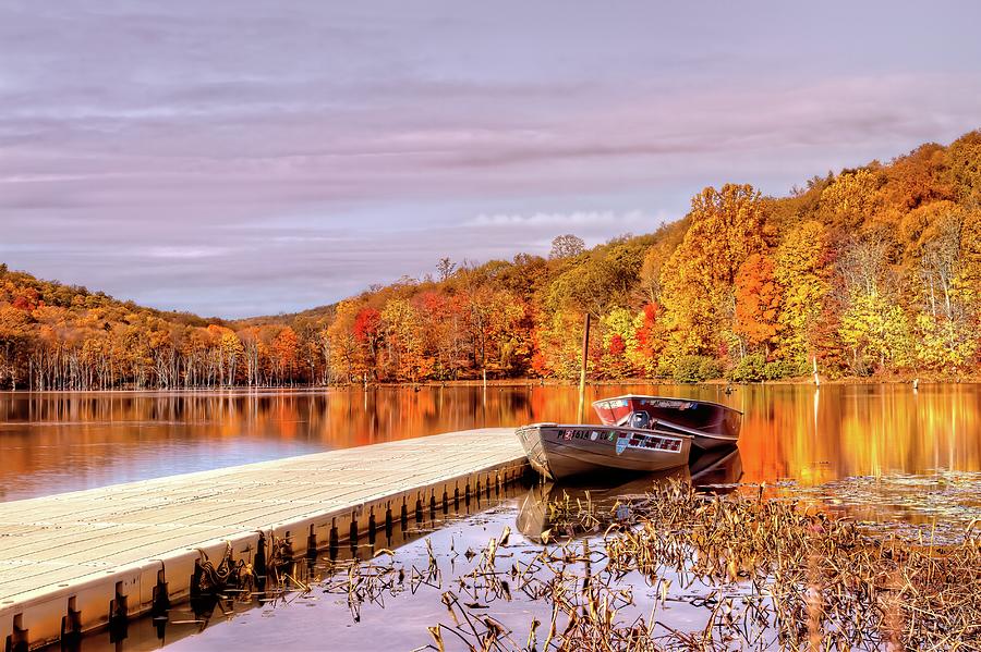 Reservoir at Monksville in New Jersey with foliage  Photograph by Geraldine Scull
