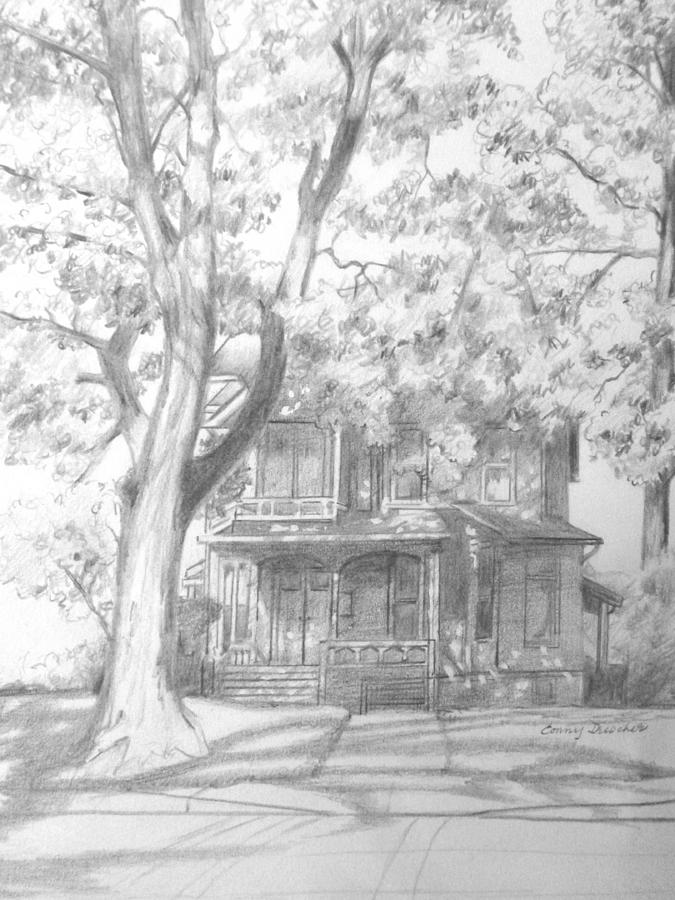 Residence in Newton, N.J. Drawing by Constance DRESCHER