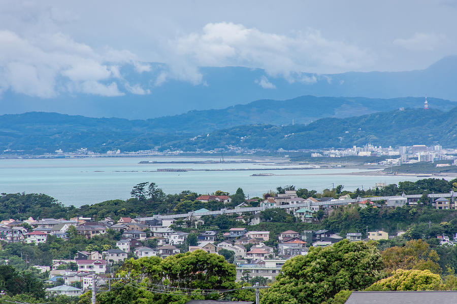 Residential districts by the coral-colored sea in Kanagawa prefecture of Japan Photograph by Taro Hama @ e-kamakura
