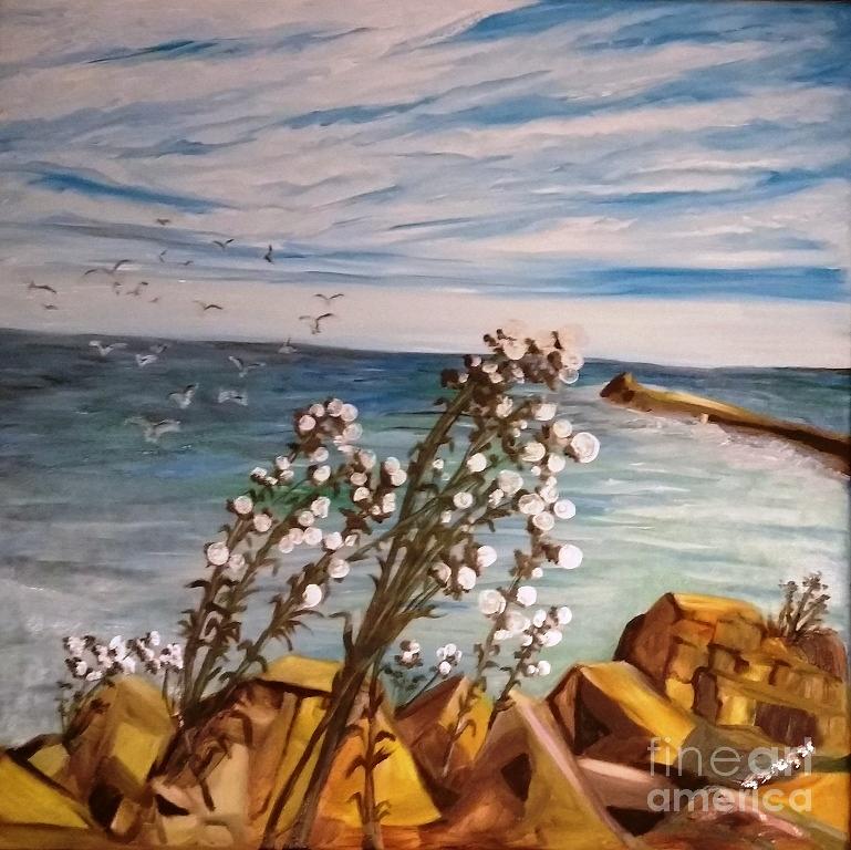 Les chardons de la mer Painting by Tatiana Sragar