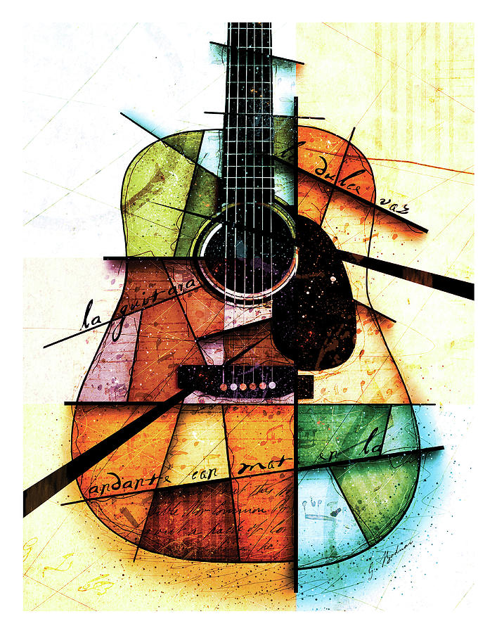 Guitar Still Life Digital Art - Resonancia En Colores by Gary Bodnar