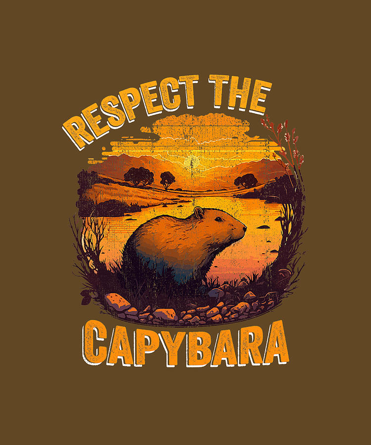 Respect The Capybara Animal Funny Capibara Rodent Art Humor Drawing by ...