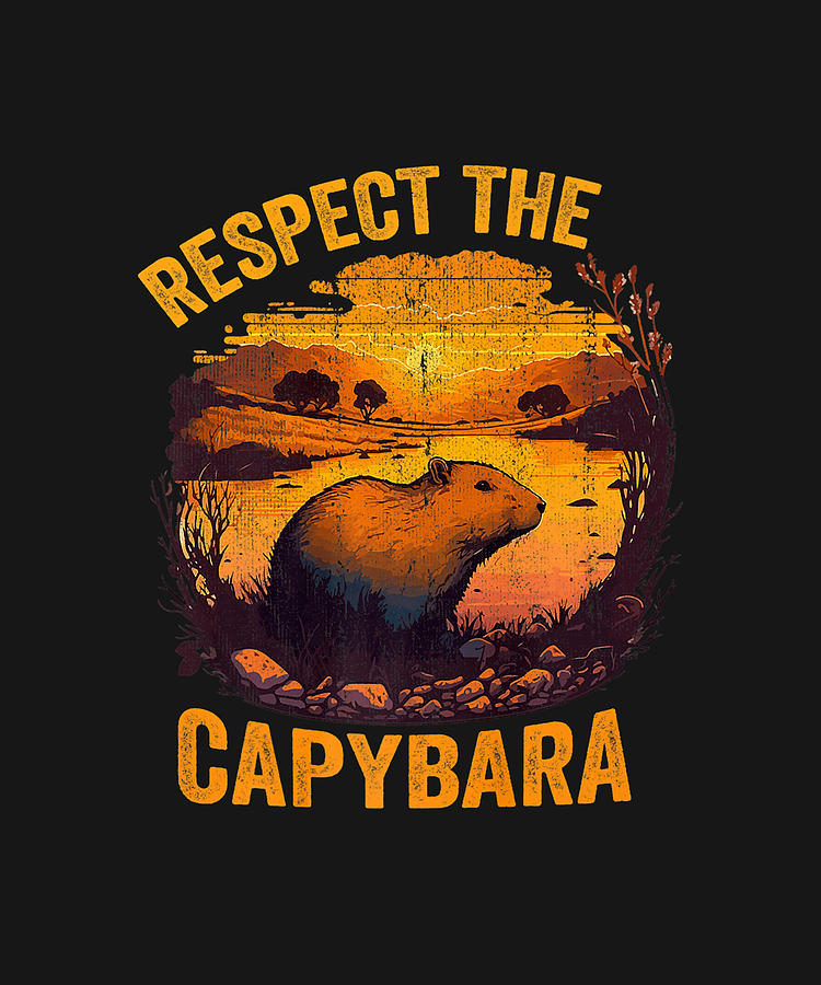 Respect The Capybara Animal Funny Capybara Animal Art Humor Drawing by ...
