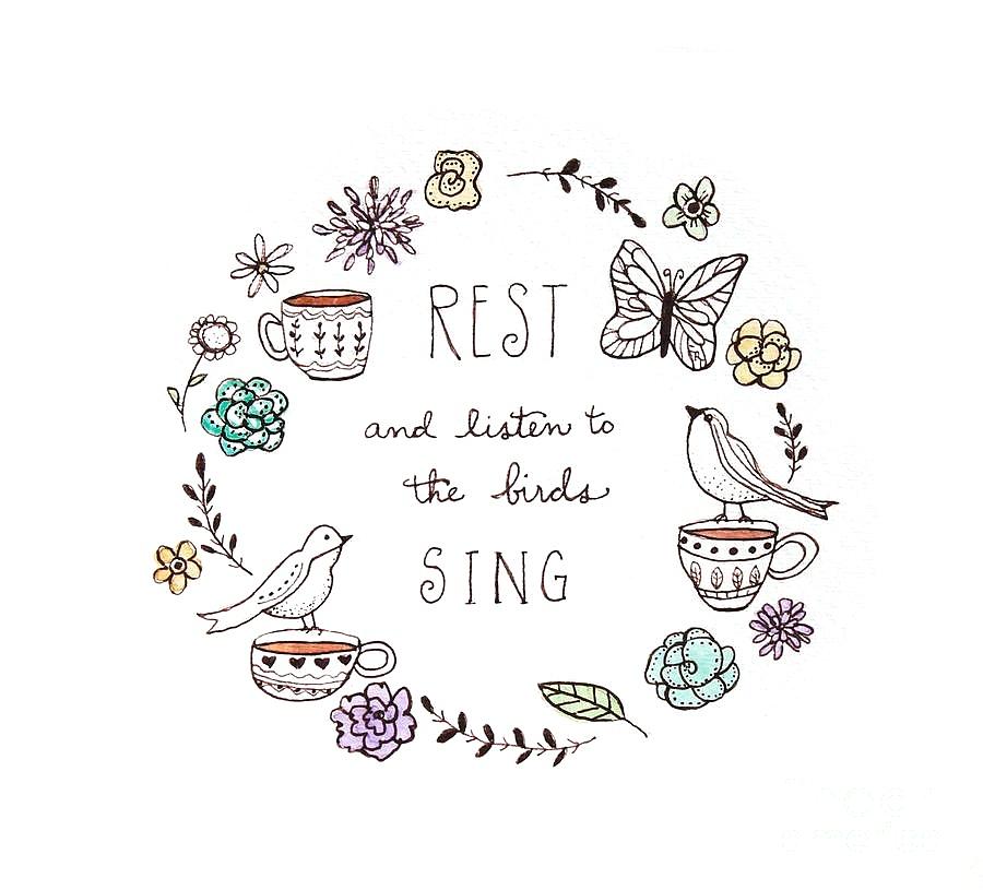 Rest and Listen to the Birds Sing Painting by Elizabeth Robinette Tyndall