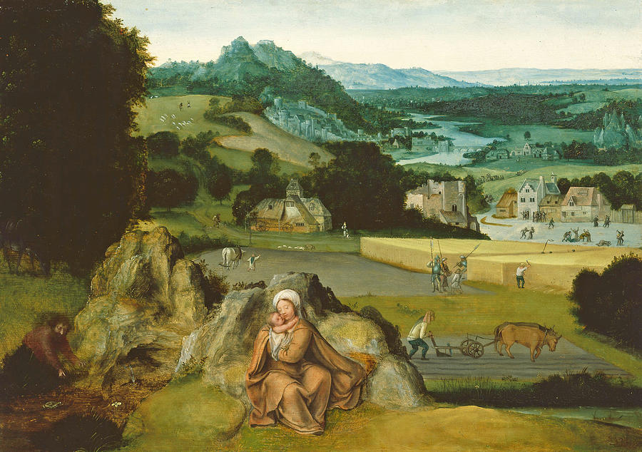Rest on the Flight into Egypt and the Miraculous Field of Wheat Painting by Joachim Patinir