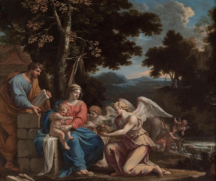 Rest on the Flight into Egypt art Drawing by Charles Poerson French ...