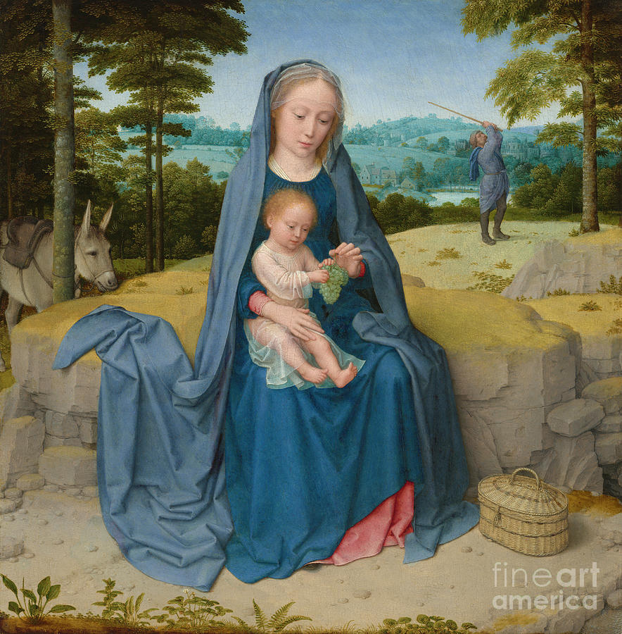 Rest on the Flight into Egypt Painting by Gerard David