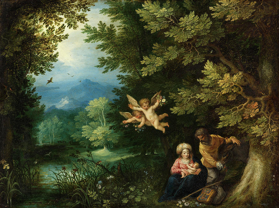 Madonna Painting - Rest on the Flight into Egypt by Jan Brueghel the Elder