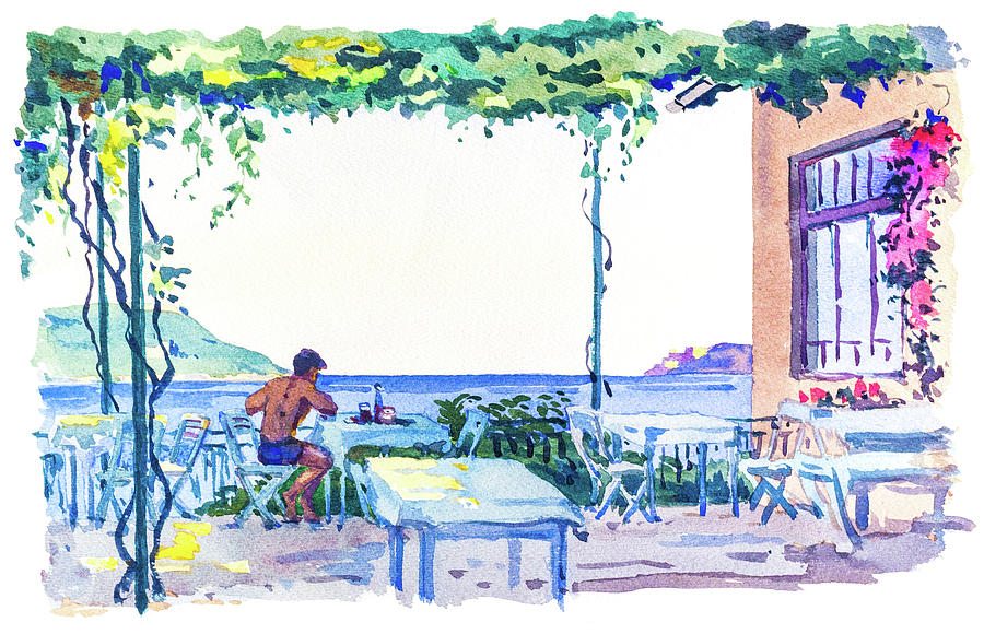 Restaurant at the seaside in Dalmatia, 1938 Painting by Viktor Wallon-Hars