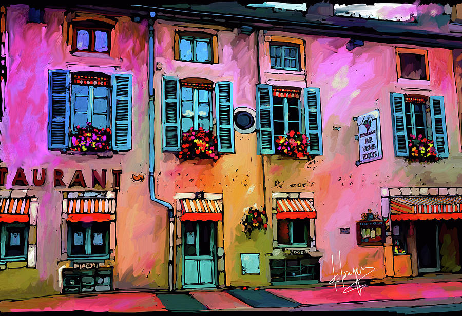Restaurant, Beaune, France Painting by DC Langer