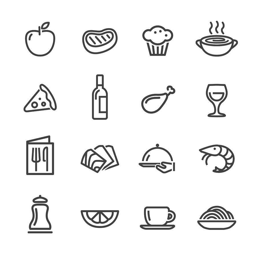 Restaurant Icons - Line Series Drawing by -victor-