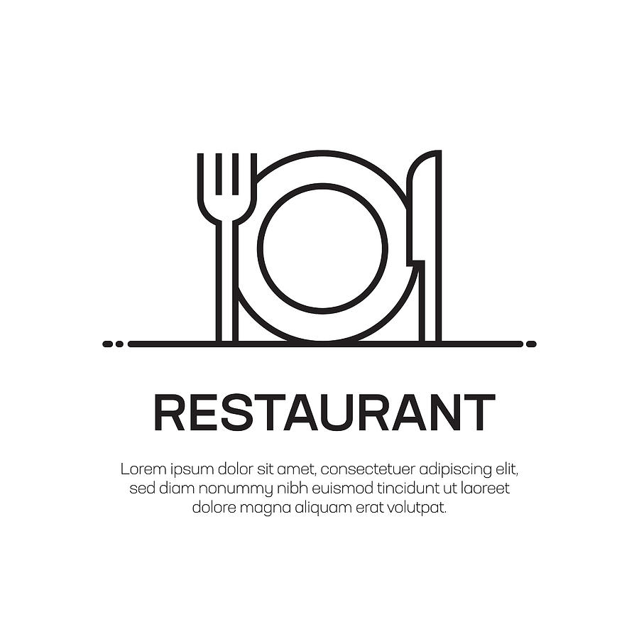 Restaurant Vector Line Icon - Simple Thin Line Icon, Premium Quality Design Element Drawing by Cnythzl