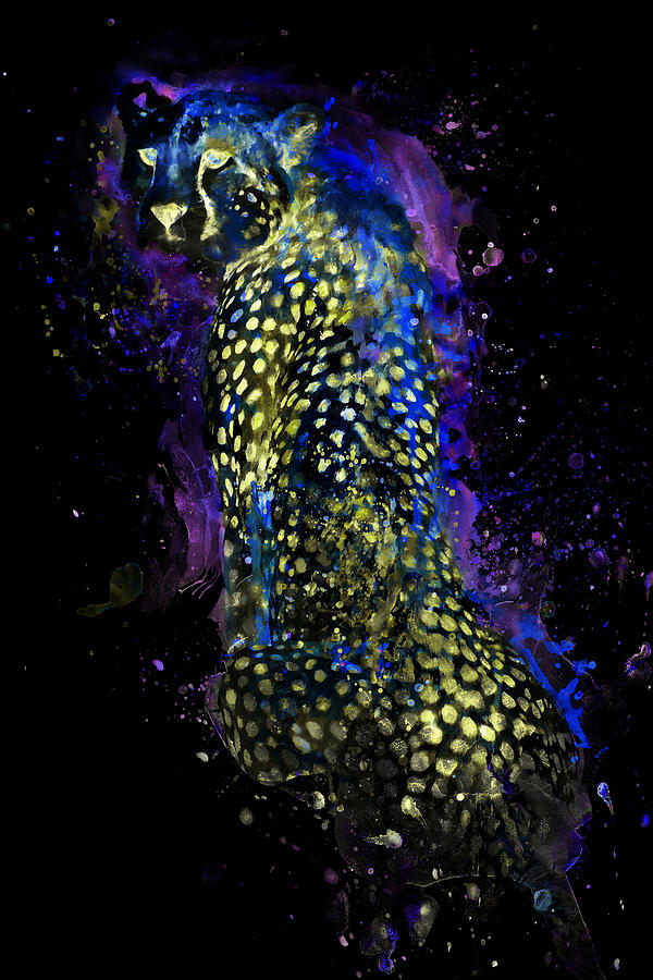 Resting Cheetah Reversed Colors Painting by Marian Voicu