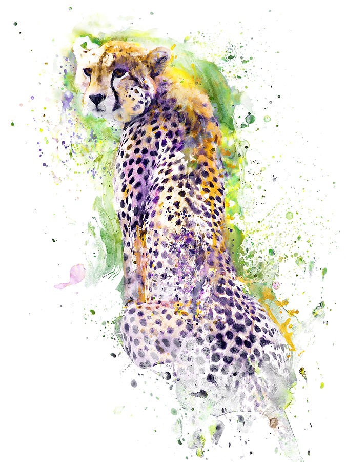 Nature Painting - Resting Cheetah Watercolor Painting by Marian Voicu